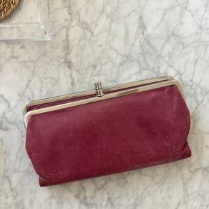 HOBO Red Clutch with Metal Clasp and Smooth Finish